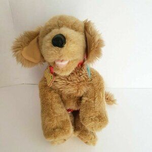 BUILD A BEAR 13" GOLDEN RETRIEVER‎ TAN DOG TONGUE OUT RED COLLAR & TAG BAB